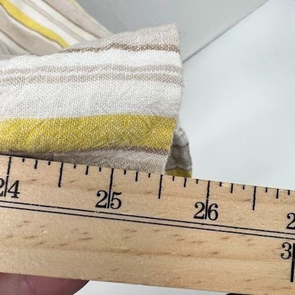 Land‎ n' Sea Women's 3X Linen Crop Pants Striped Tan/Yellow Lagenlook - Picture 3 of 5